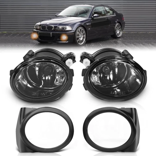 TangMiGe - Feux Anti-Brouillard compatibles avec BMW (E46 E39, Pare-Chocs M Tech Pack M Sport), Serie 3 5, M3 M5, 09/2000-12/2007, (HB SDN WGN CPE Conv), 1 Paire Phares antibrouillard (Fumée)