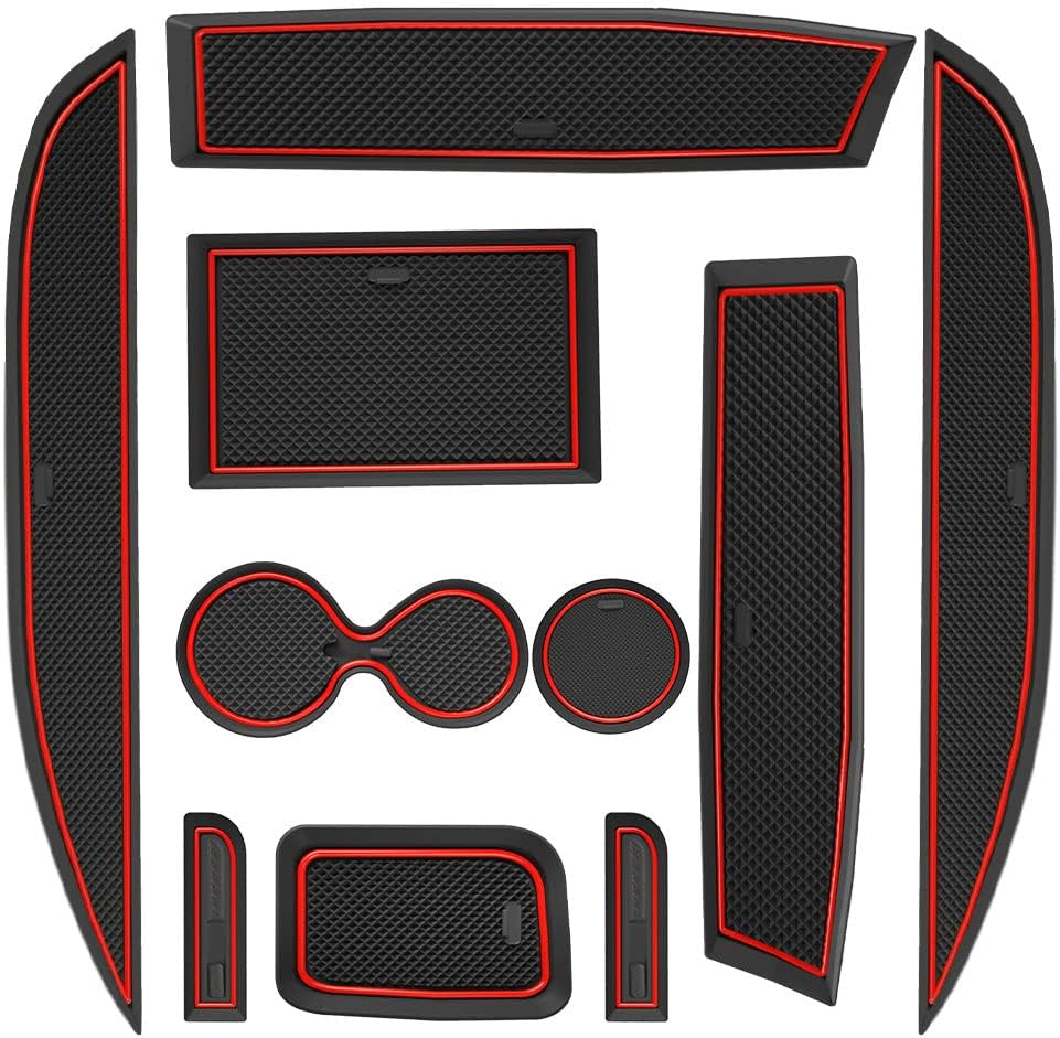 MARCHFA Anti-poussière Tapis pour Clio 4 2013-2019 Accessoires pour Porte-gobelets Console Centrale Porte Sac Bordure Rouge