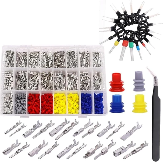 Giyofom 755 Pièces Kit de Connecteur de Broches de Borne de Électrique de Voiture 1/1,5/1,8/2,2/2,8/3,5 mm 21 Broches de Connecteur de Type Terminal Auto