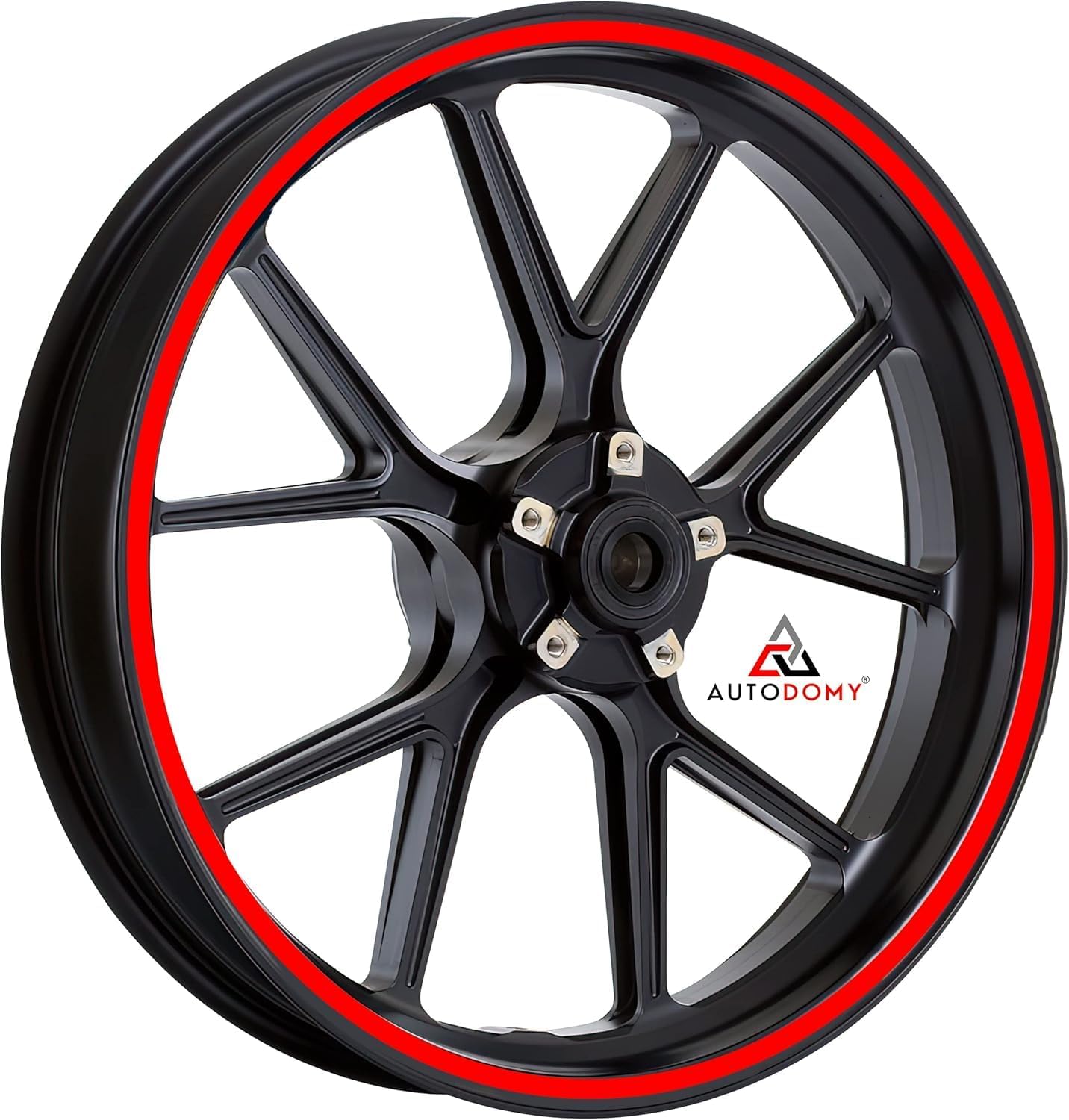 Autocollants Stickers Kit Liseret de Jante Moto Ensemble Complet pour 2 Roues Jantes de 15" à 19" Pouces - Stickers Roue Moto - Autocollant Moto Sport (Rouge, Largeur 10 mm) Largeur 10 mm Rouge