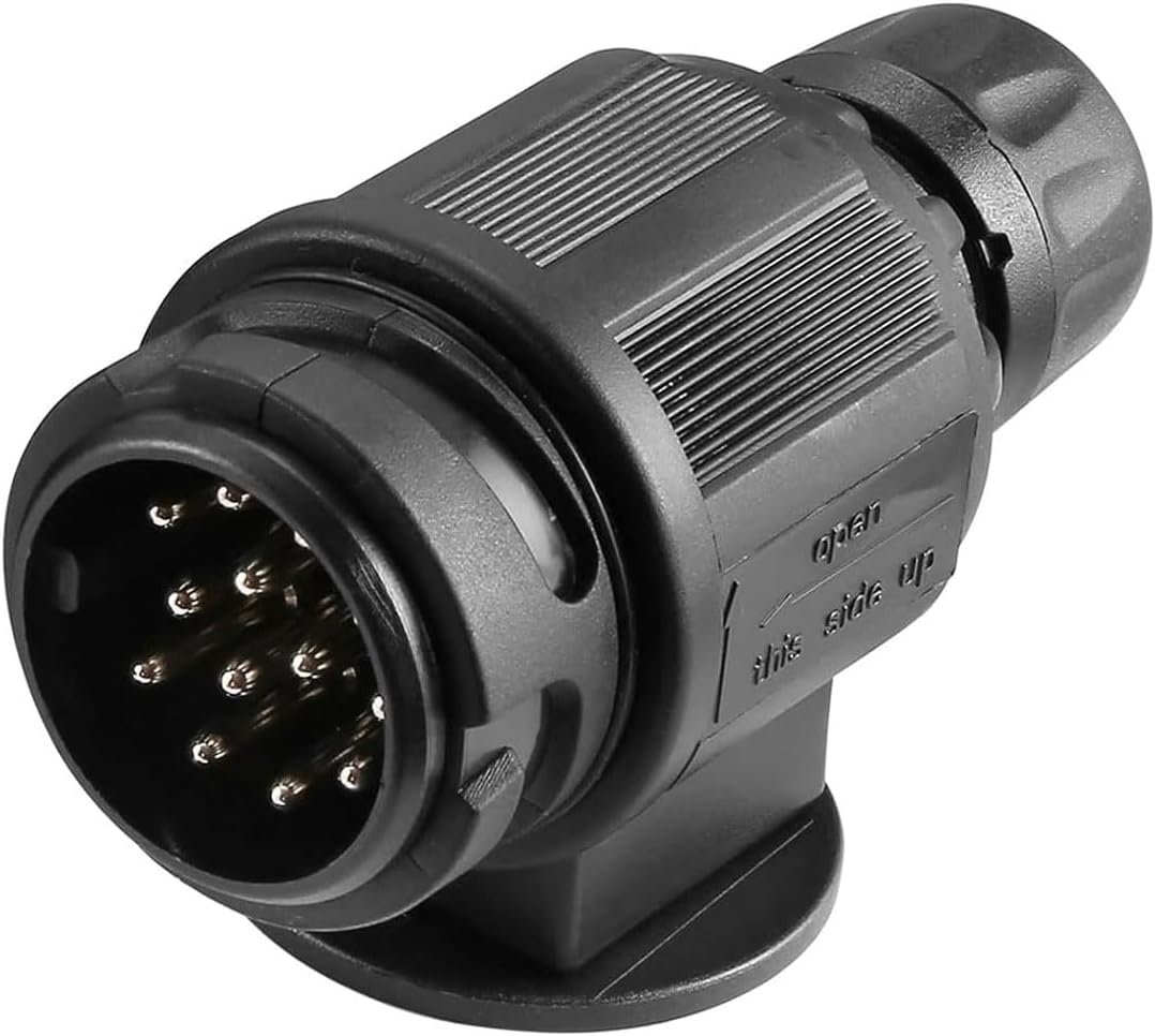 ETUKER Prise remorque 13 Broches Etanche,12V Prise attelage 13 Broches Connecteur Prise de Remorque Male pour Porte-vélos,Caravane,fiche remorque 13 Broches Male,Norme ISO 11446 13Broches Prise(ETP1302)