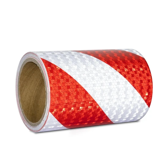 XFXIA Ruban Reflechissant Adhesif Rouge et Blanc 15cm x 10m Bande Reflechissante Autocollante Imperméable Bande Réfléchissante pour véhicules, voitures, remorques, extérieur