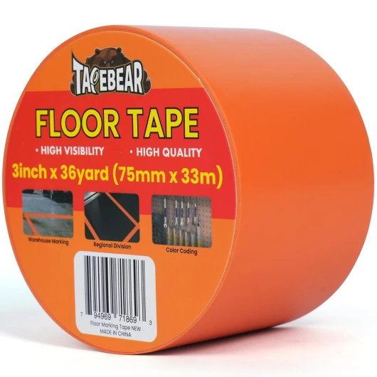 Ruban de Sol Orange - 75mm x 33m, Ruban Vinyle Résistant pour Marquage au Sol, Sécurité (Entrepôt, Gym, Chantiers) 75mm x 33m Orange