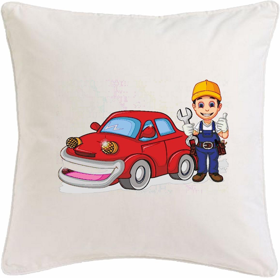 Reifen-Markt taie d'oreiller 40x40cm MÉCANIQUE Mobile Automotive Mechatronic L'AUTO Atelier DE RÉPARATION BERUFSKLEIDUNG Auto Repair Voiture de Service de dépannage Meister Microfibres en Blanc