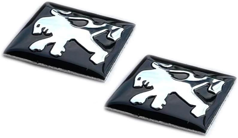 Lot de 2 autocollants de 16 x 16 mm - Convient pour voiture Peugeot avec logo de voiture - Pour clé, télécommande, etc - Autocollant carré avec emblème (16 x 16 mm, peug - 2 pièces)