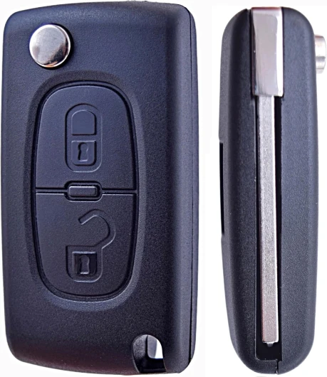 ANGOFIZ Coque Clé Pliable 2 Boutons CE0523 Lame VA2 Compatible avec Peugeot 207 307 307S 308 407 408 3 607 807 2BT 3008 5008 Partner Expert Citroen C2 C3 C4 C5 C6 C8 DS3