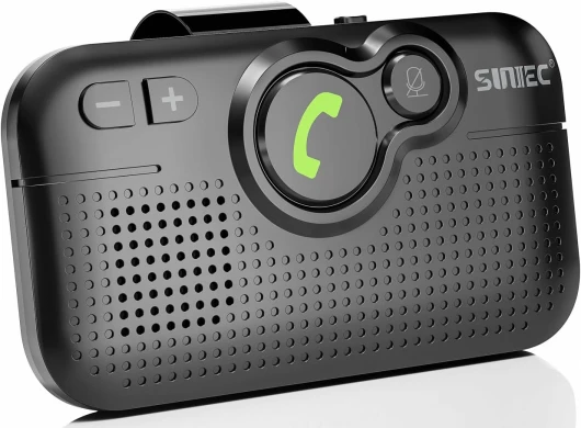SUNITEC Kit Main Libre Voiture Bluetooth,Prise en Charge de Siri,Activation Automatique,Voice Navigation,Musique,Connexion Simultanée de 2 Téléphones,avec Clip de Visière-BC980SA noir BC980SA