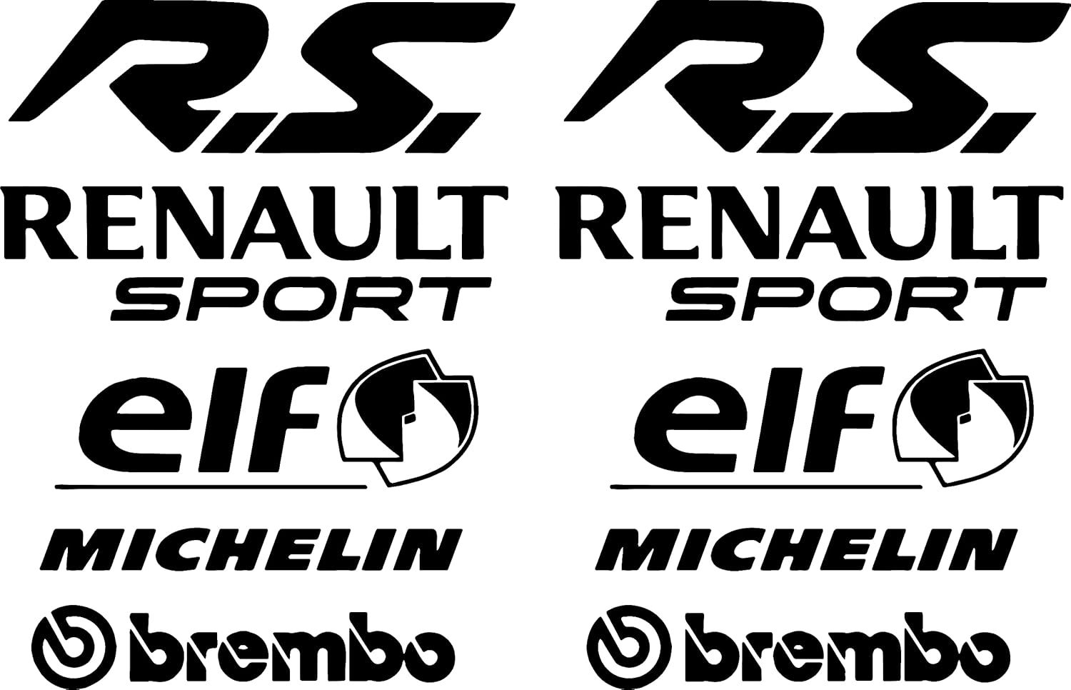 Stickers autocollants Sponsors Renaul Sport Clio Megane RS Twingo ref: r12 (Blanc)