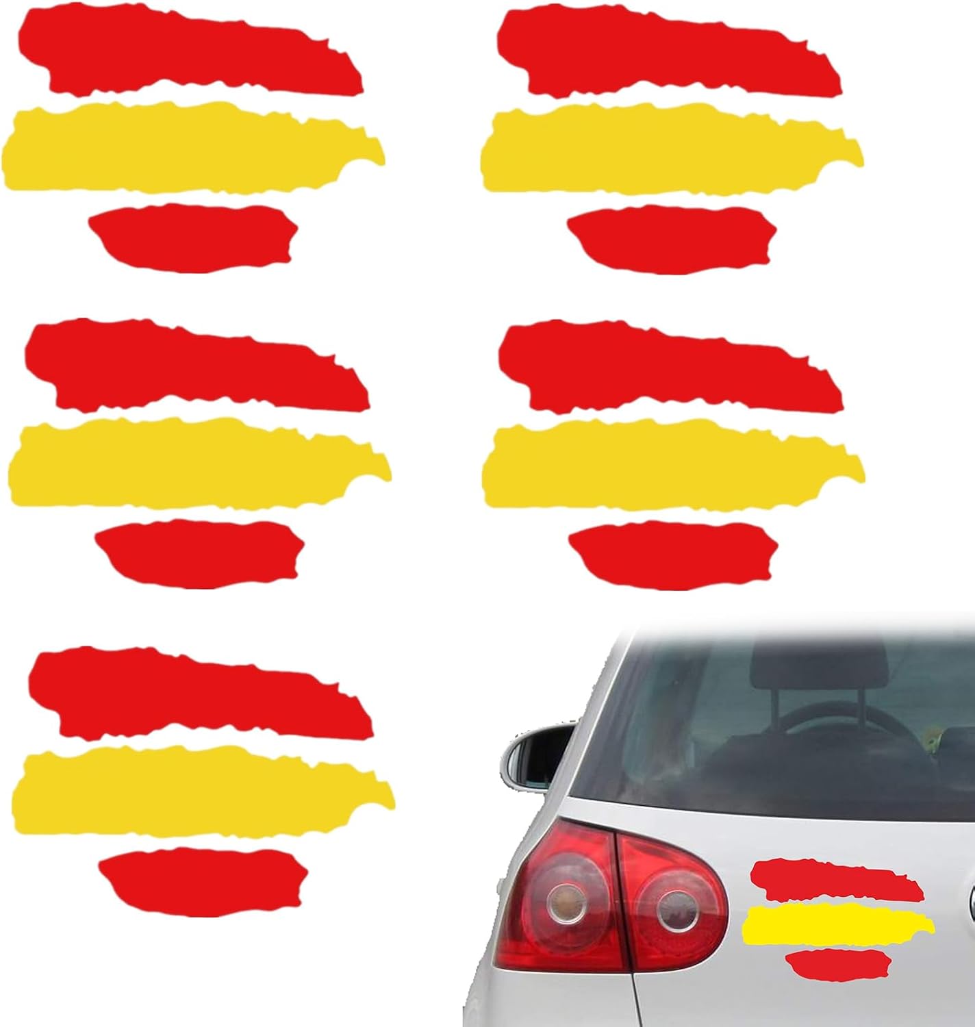 Autocollants en Vinyle Polyvalents pour Voitures,Autocollants Stickers Drapeau Espagnol,Lot d'autocollants pour Voiture - Espagne,Autocollant Vinyle Espagne pour Casques,5PCS