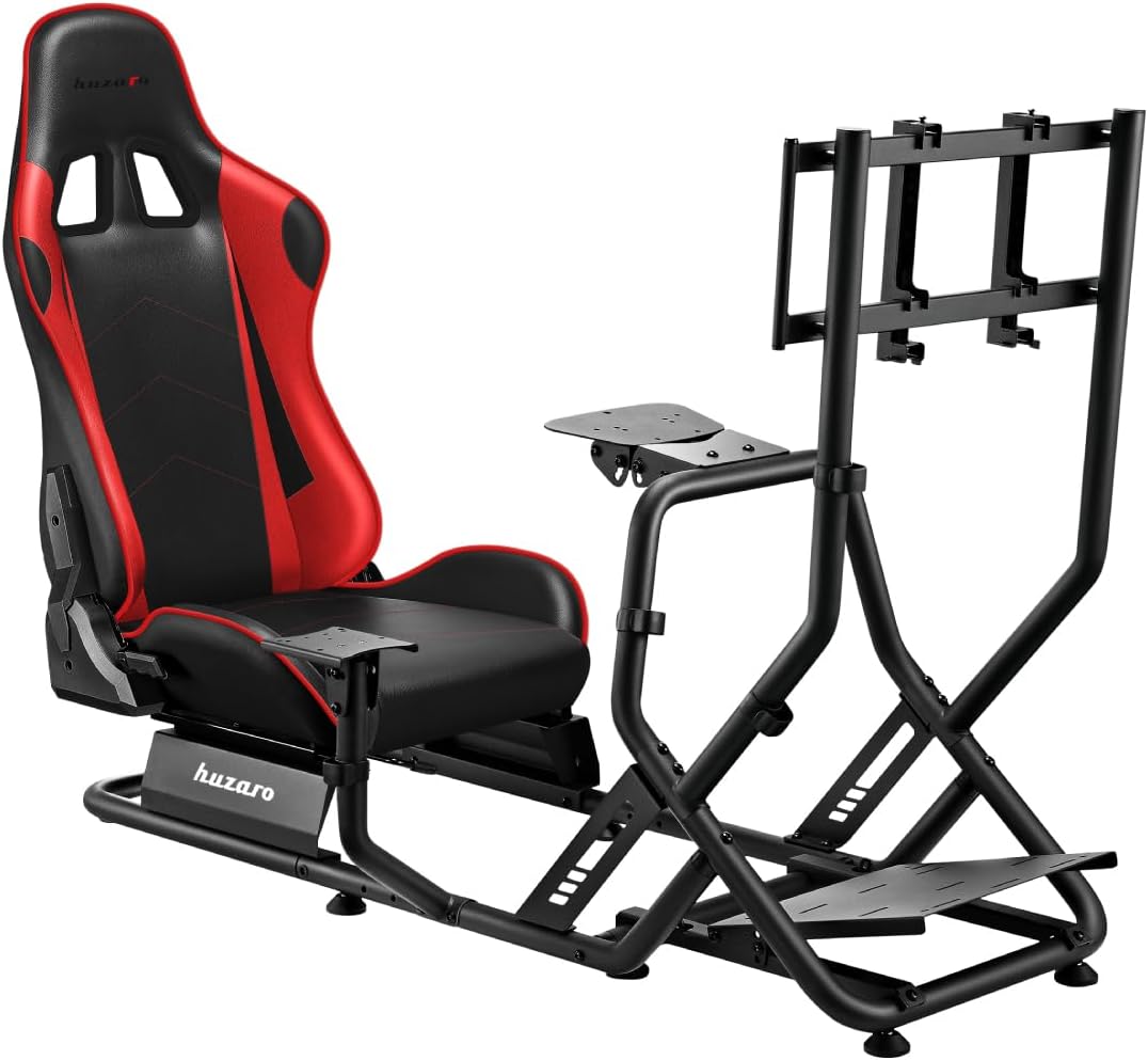 Speed 6.0 Siège de Jeu - Simulateur de Course - GT F1 Drift WRC - Support Volant Ajustable - Compatible Volants et Pédales - Dossier Réglable - Noir et Rouge