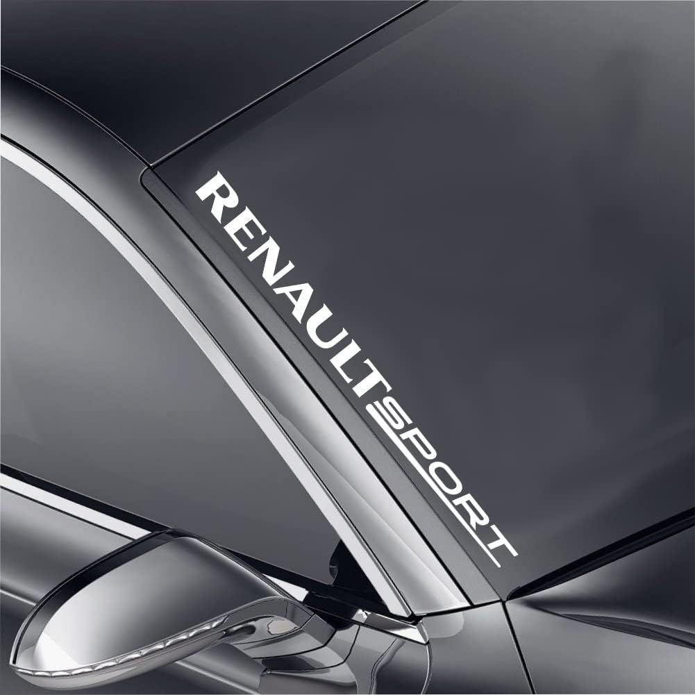 Generisch Autocollant pour pare-brise avant 55 cm Convient pour Renault Sport Tuning voiture Pare-brise Racing Look sportif (blanc)