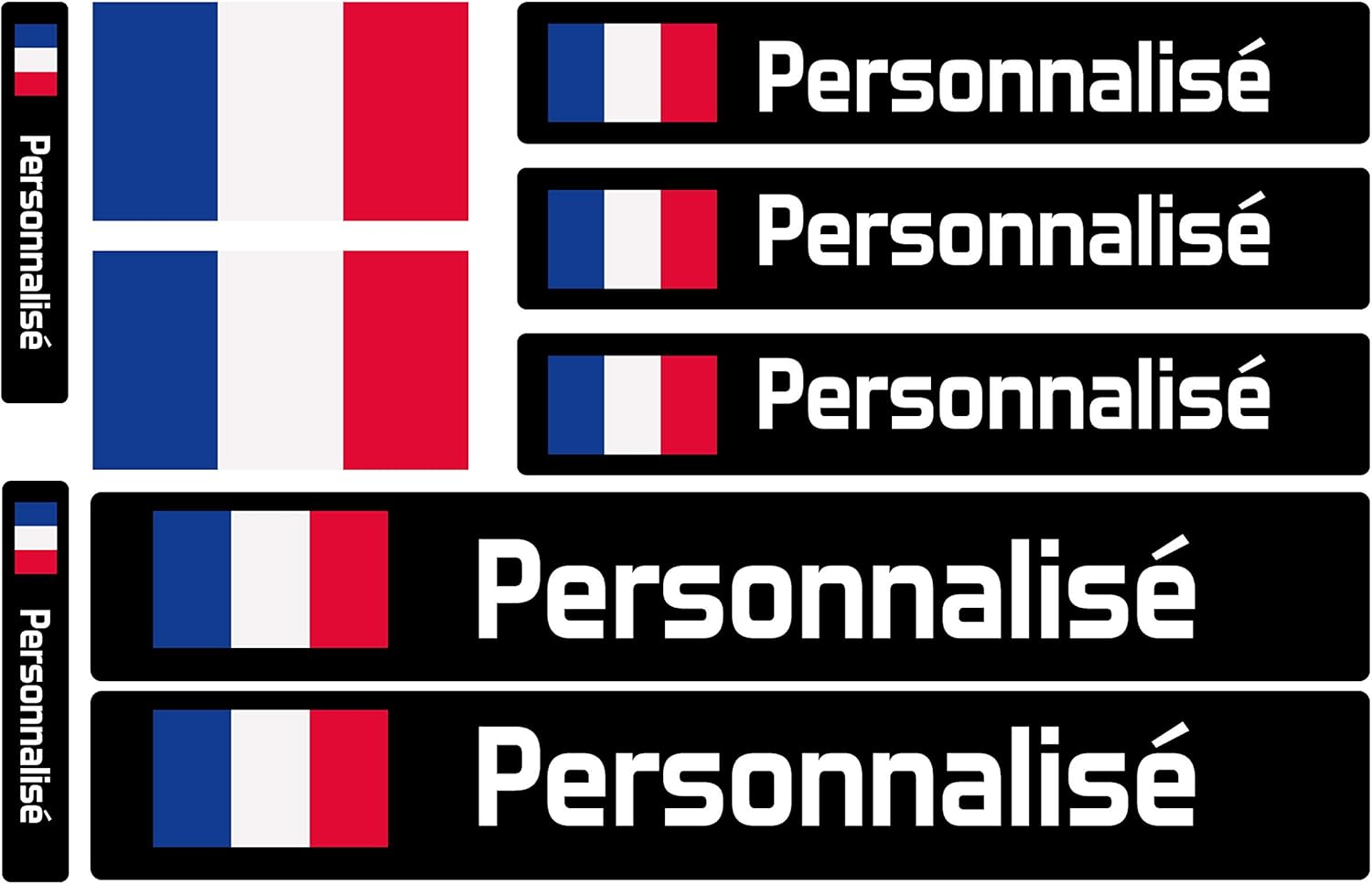 Autocollants personnalisés avec drapeau et nom à coller sur les vélos, scooters, motos, voitures et accessoires - Étiquettes en vinyle imperméables 100% personnalisables - (Color, Small) Small Color