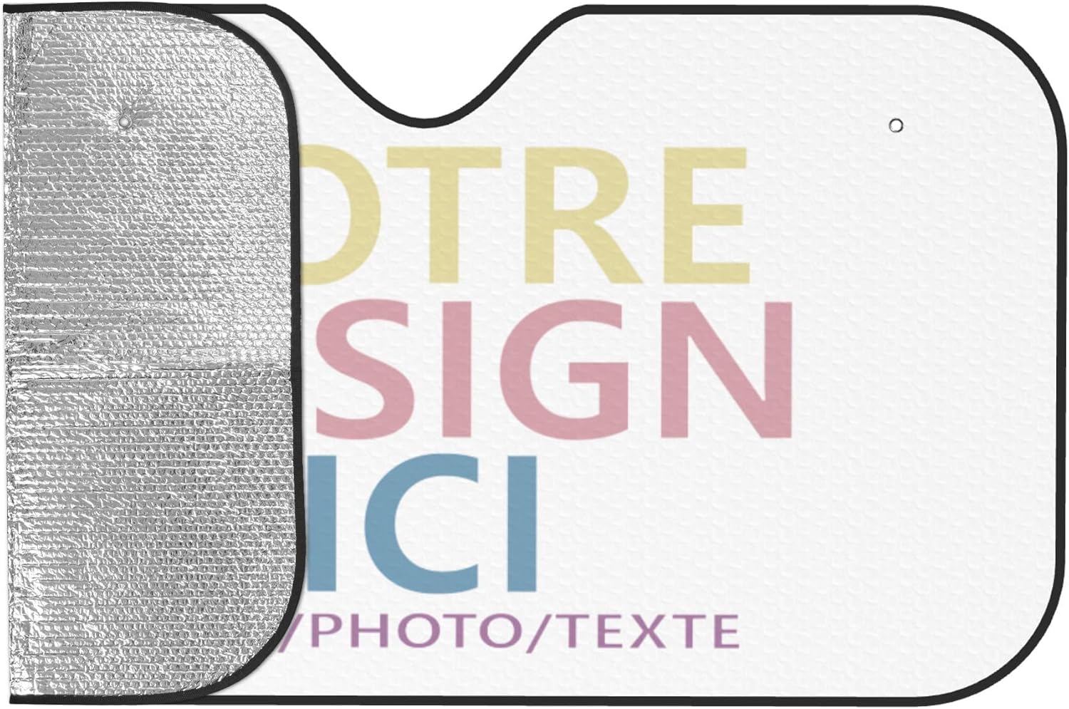 Pare Soleil Personnalisable de Voiture avec Photo Texte Pare Brise Avant personnalisé Auto Anti-UV Pratique et Pliable Universel pour la Plupart des Voitures Parapluie de Parebrise Blanc 130cm x 70cm Blanc S