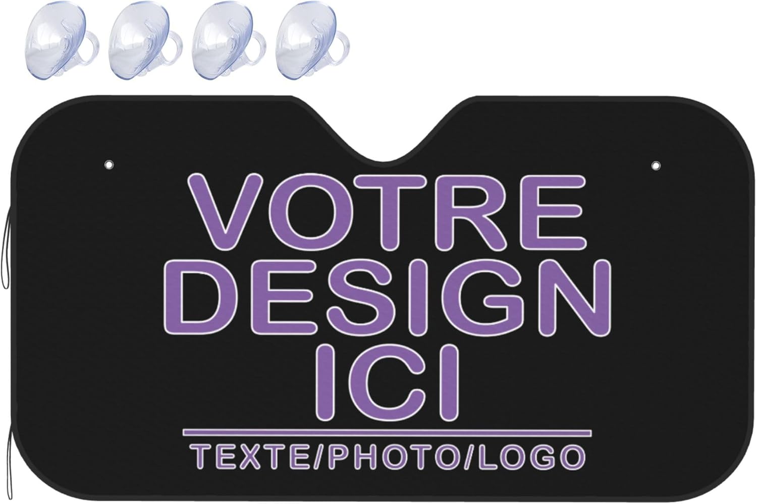 Pare Soleil Voiture Avant Personnalisé Logo avec Photo Texte Photo Pare Soleil Pare Brise Avant Personnalisable Protection UV réfléchissante Pliable pour berlines SUV camions Noir 130cm x 70cm Noir S