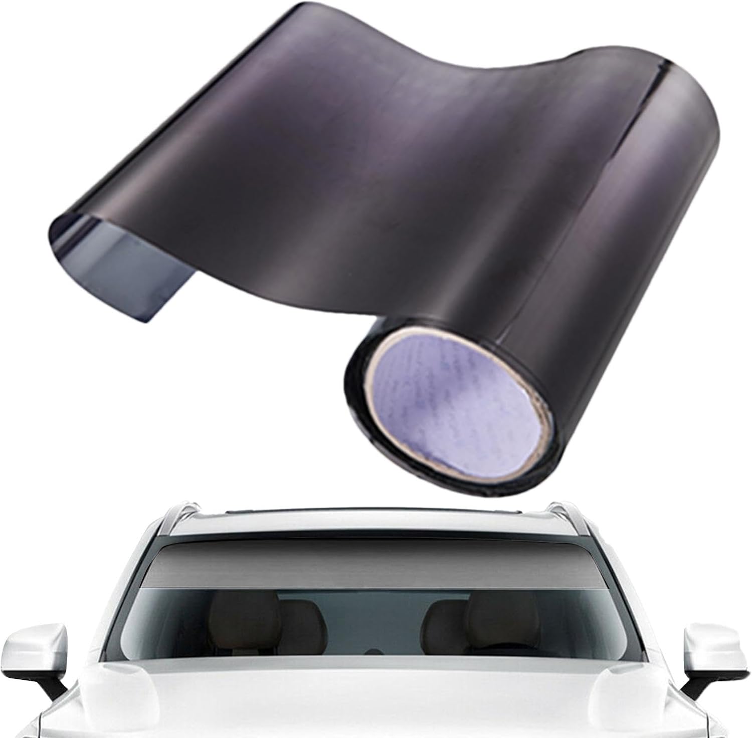 Demaxiyad Film de Pare-Brise de Voiture, Bande de Pare-Brise - Anti-UV, résistant Rayures, adhésif Multifonctionnel pour Pare-Brise de Voiture pour la Plupart des véhicules Noir 20x250cm