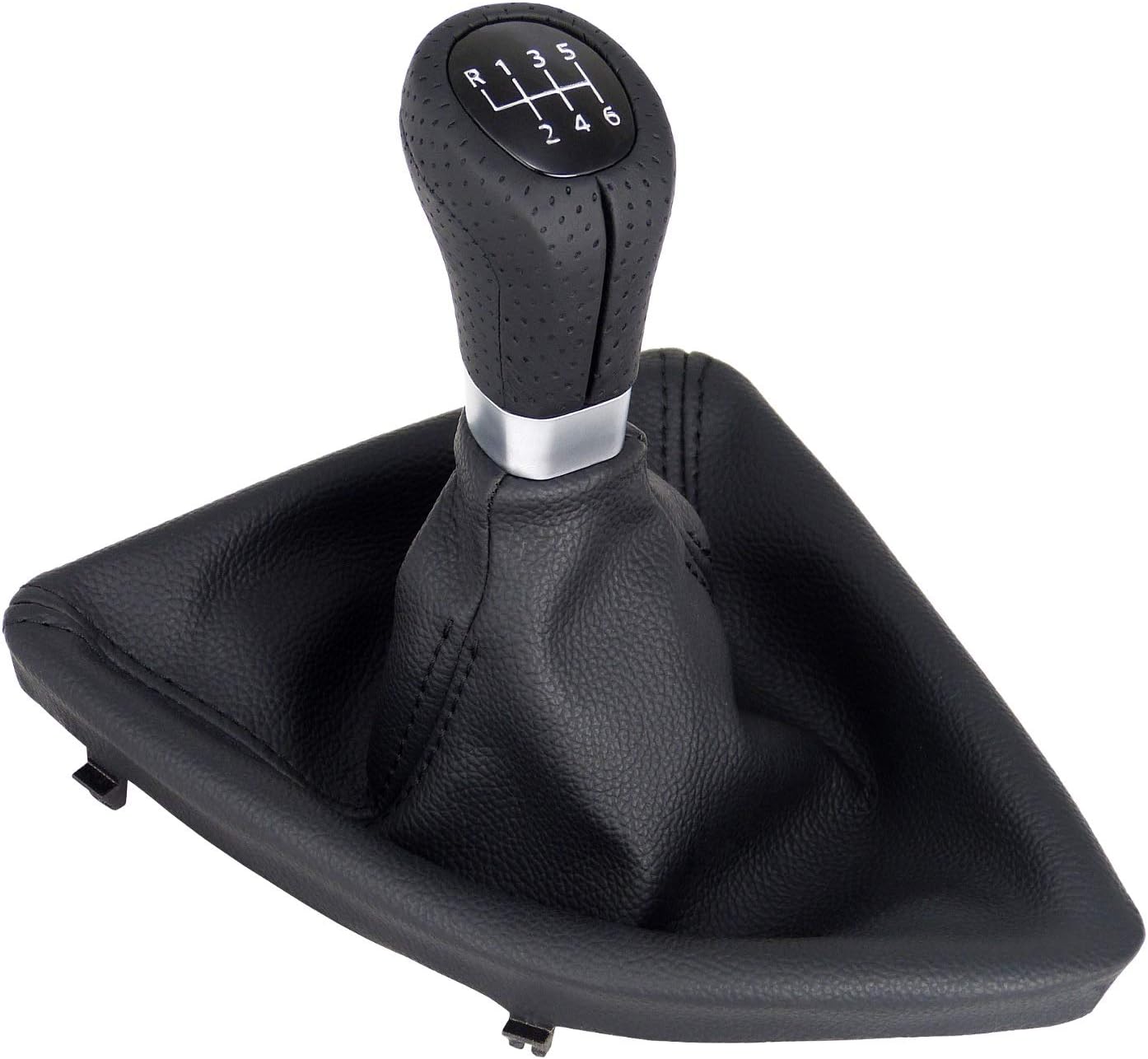 L&P A277-1 Pommeau de levier de vitesse en cuir perforé Noir 6 vitesses Compatible avec BMW Série 1 E81 E82 E87 E88 Bouton de rechange Plug Play