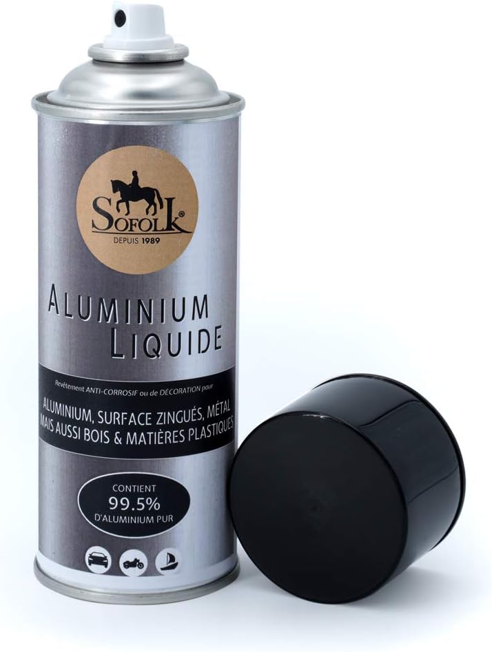 Sofolk - Aluminium Liquide - Rénovation, Protection Toute Surfaces Métalliques, Plastique - Prêt à l’Emploi, Résiste Jusqu’à 800°C - Idéal pour Jantes et Enjoliveurs