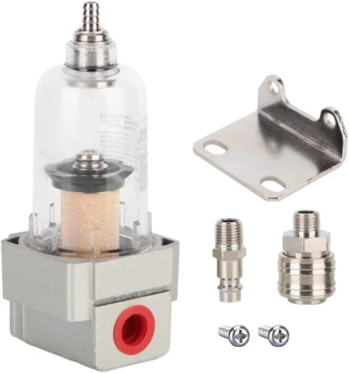 Filtre Séparateur Eau Huile,Tiuxiu Filtre à Air Comprimé Séparateur Deau à Air Comprimé AF2000-02 Pour Compresseur Régulateur Pression Filtre Processeur Avec Support De Montage Et Connecteur Trachée