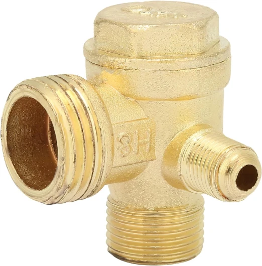 Clapet Anti-Retour pour Compresseur, Filetage Mâle à 3 Voies, Durable et Longue Durée de Vie, 90 ° Mâle Fileté Pièces de rechange, pour le Raccordement de Tuyaux et Compresseurs d'Air (20*16*10mm)
