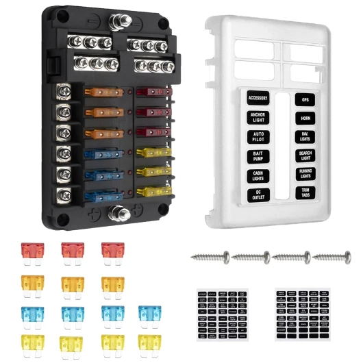 Boitier Fusible Voiture 12V ZEALfix Porte Fusible Voiture avec Indicateur Lumineux 12 Voies pour Voiture Camping Car Bateau Camion SUV Yacht
