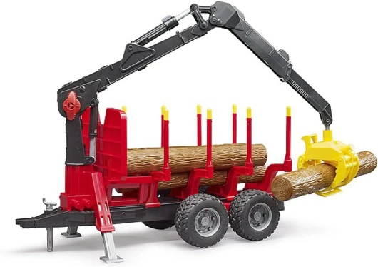 Bruder 02252 - Remorque de débardage avec grue de chargement, 4 troncs d'arbre & grappin à bois - 1:16 Véhicules, remorques, sylviculture, travaux forestiers, arbres, chariot à bois, grue, forestier single