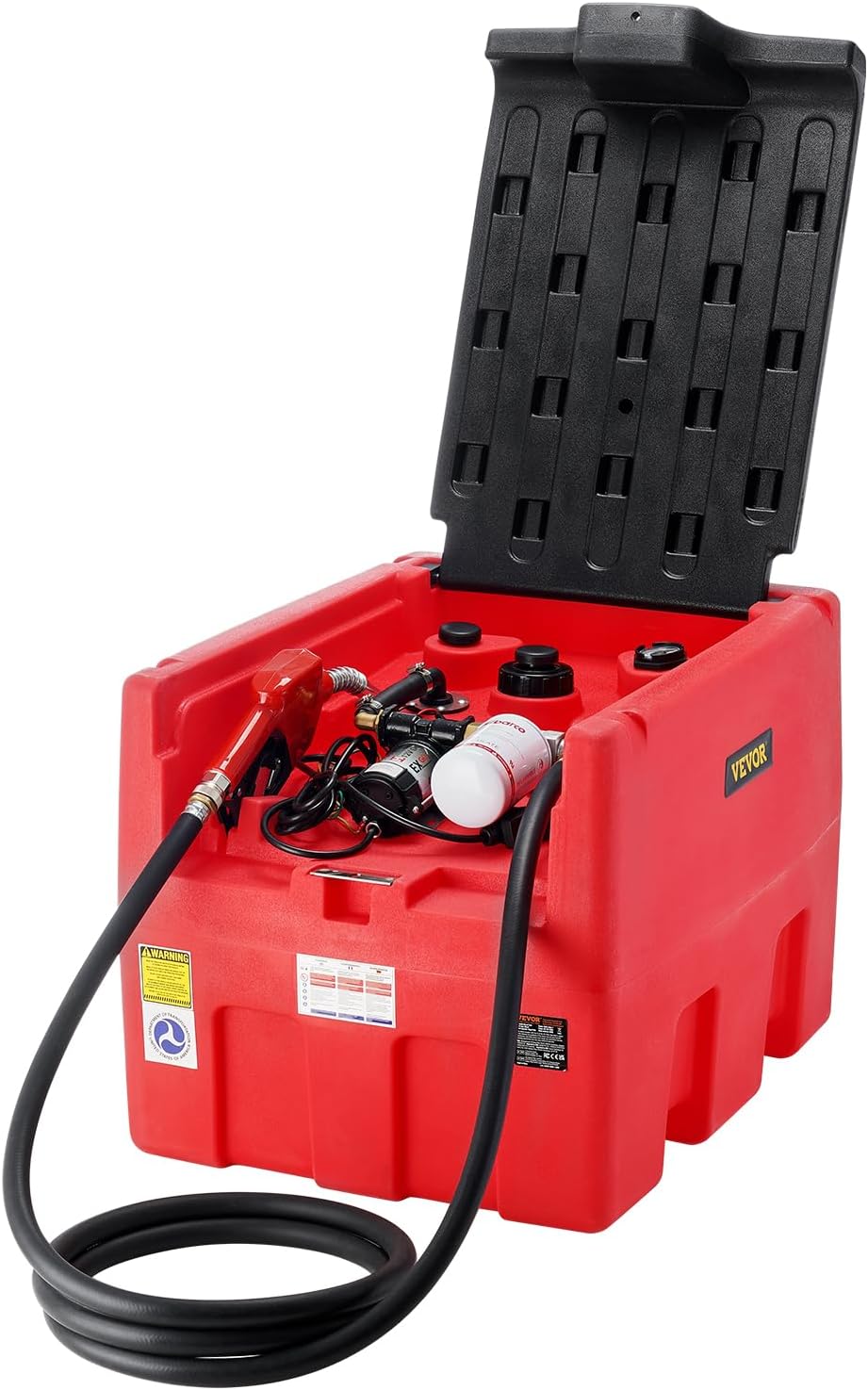 Réservoir Diesel Essence Portable, 182 L, Cuve de Ravitaillement Carburant, Pompe de Transfert 12 V, 40 L/min, Tuyau 4 m, Buse Ravitaillement Auto, pour Véhicules Agriculture Industrie, Rouge