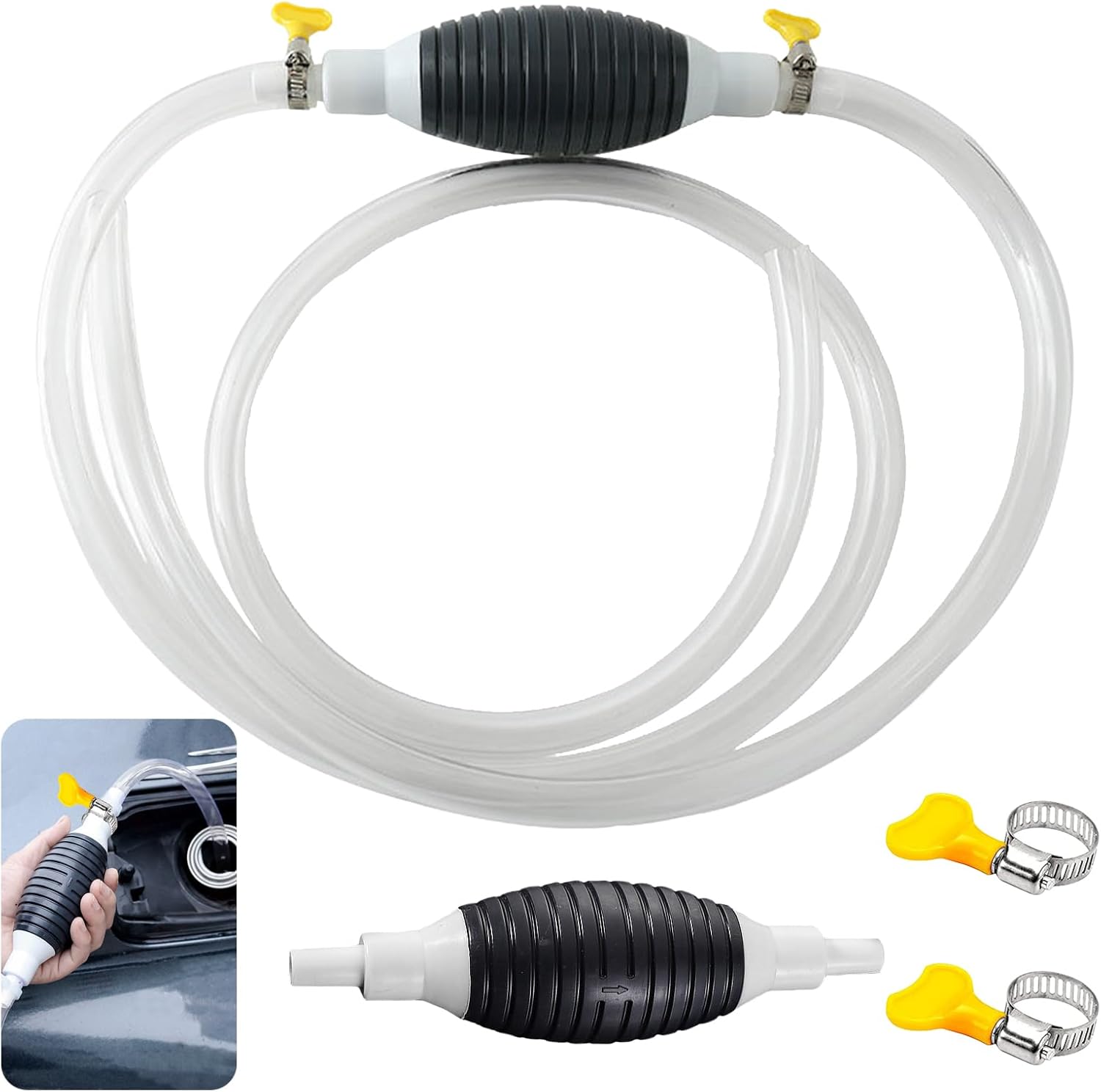 CWENDANER Pompe a Eau Manuelle, 1/1.5/2/3M Pompe Carburant, Poire Amorcage Gasoil, Pompe à Eau Manuelle Universelle pour Essence, Huile, Diesel (1.5m)