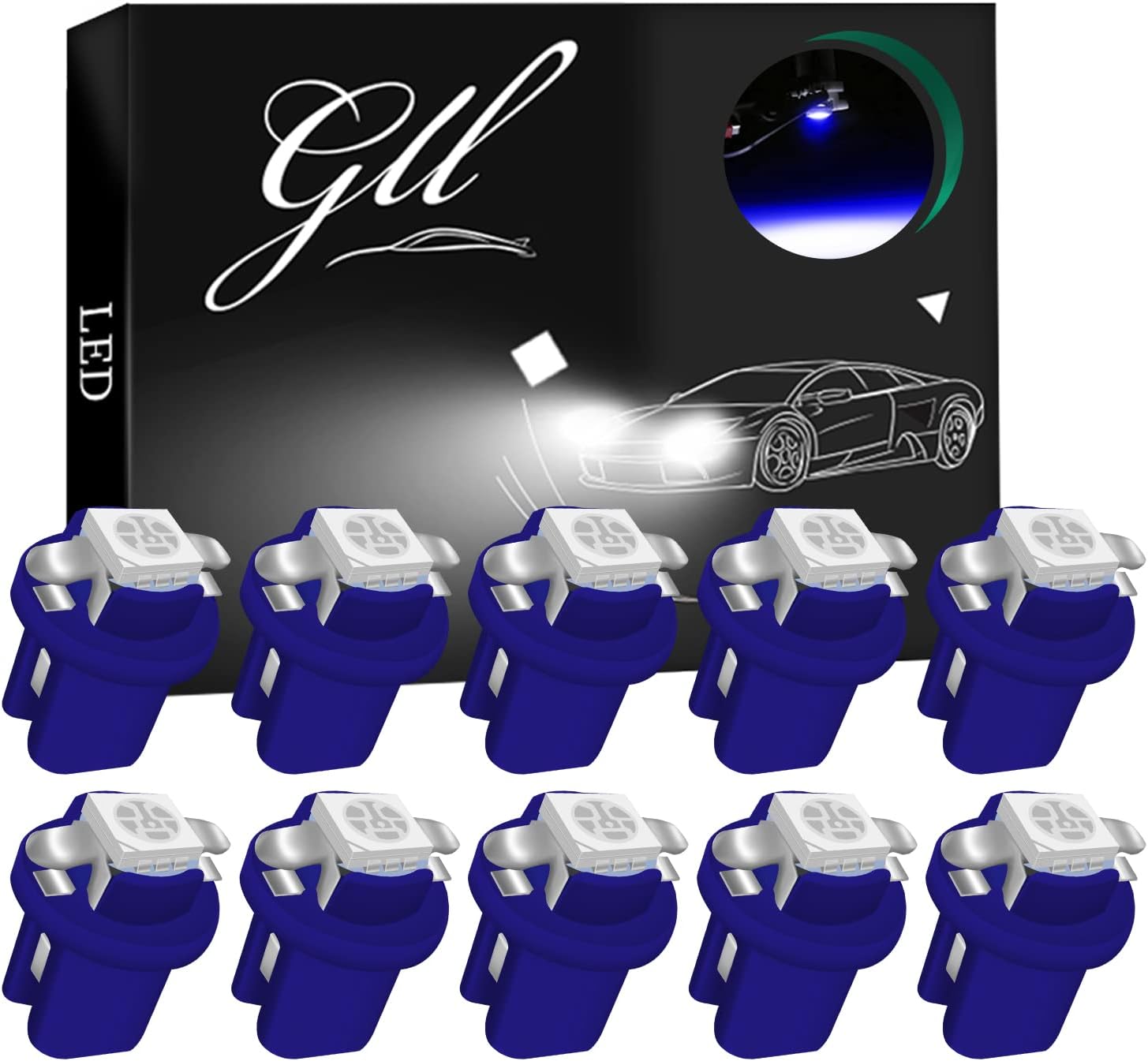 Grandview 10pcs LED T5 Bleu Ampoules LED B8.5 Tableau de Bord Ampoules 1-5050-SMD pour Voiture Tableau de Bord Compteur de Vitesse Instrument Gauge Cluster Voyant