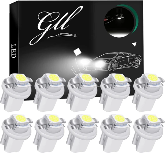 Grandview 10pcs LED T5 Balnc Ampoules LED B8.5 Tableau de Bord Ampoules 1-5050-SMD pour Voiture Tableau de Bord Compteur de Vitesse Instrument Gauge Cluster Voyant Blanc