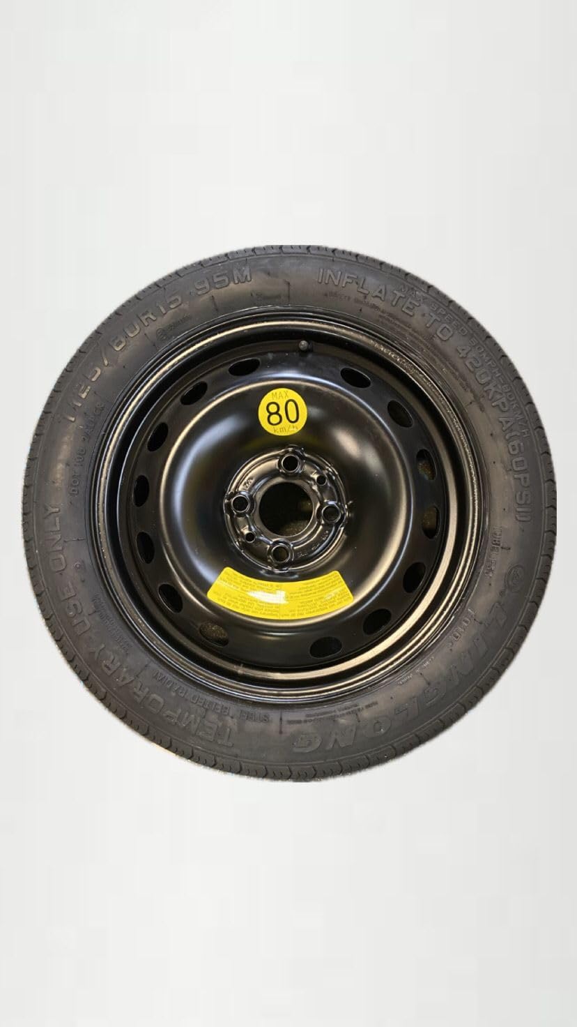 D'ANGELO 1988 Roue de secours 16" compatible avec Renault Clio 125/70R16 (DOT 2024) en Acier allie Noir pour Voiture