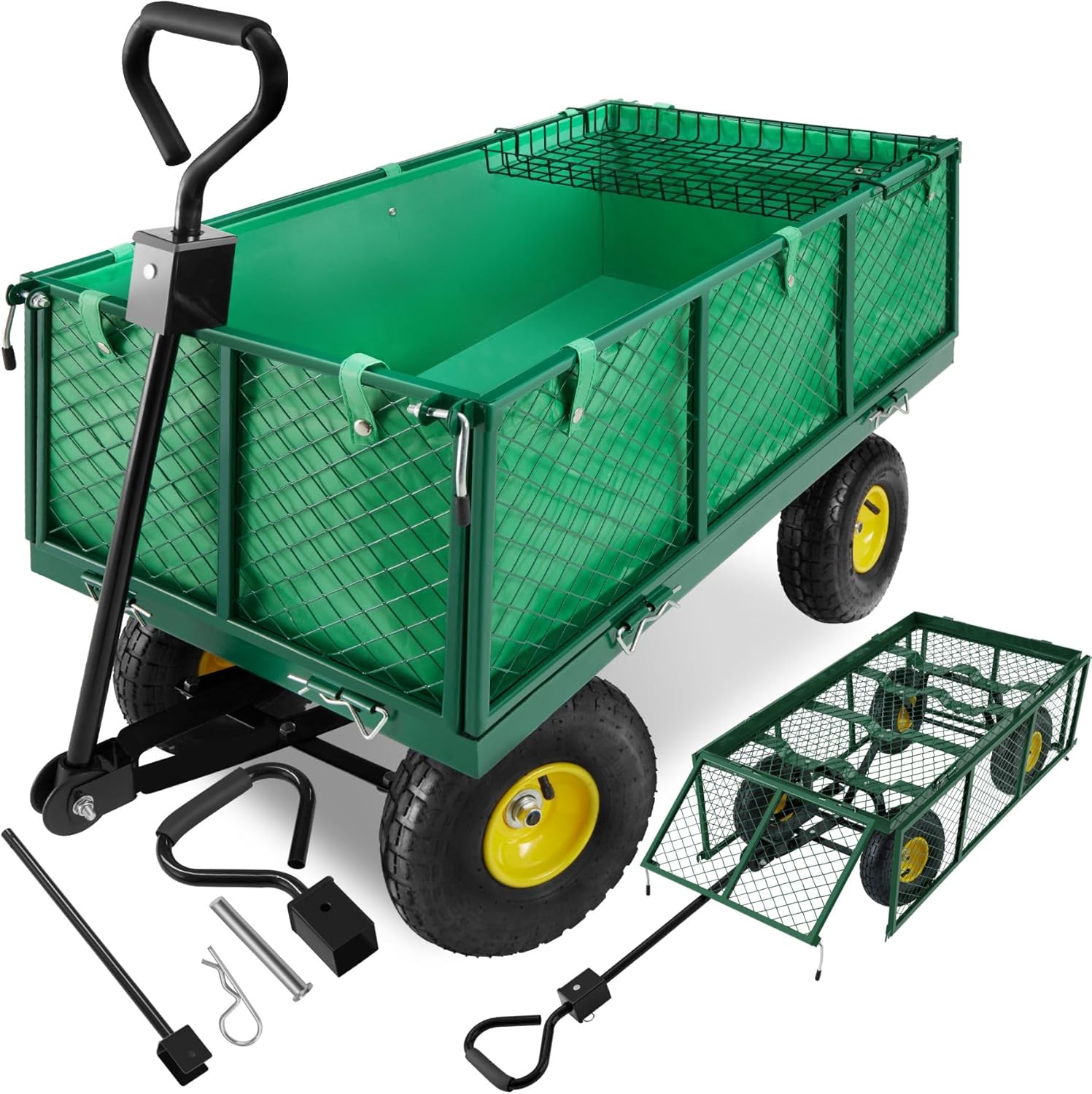 ® Chariot de Transport Chariot à roulettes de Jardin Remorque à Main Charrette à Bras Capacité 550kg avec Parois latéraux rabattables pour Bois de Chauffage Courses Plage Pêche Camping Type 1 - No - 401418