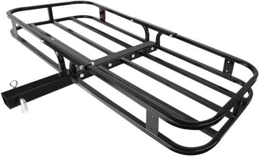 MAXXHAUL 70107 Porte-Bagages attelage en Acier avec Rails latéraux Hauts pour Camping-Car, camions, SUV, camionnettes, Voitures, capacité de Charge de 227 kg, 135 x 49 cm, Noir 53 Inches
