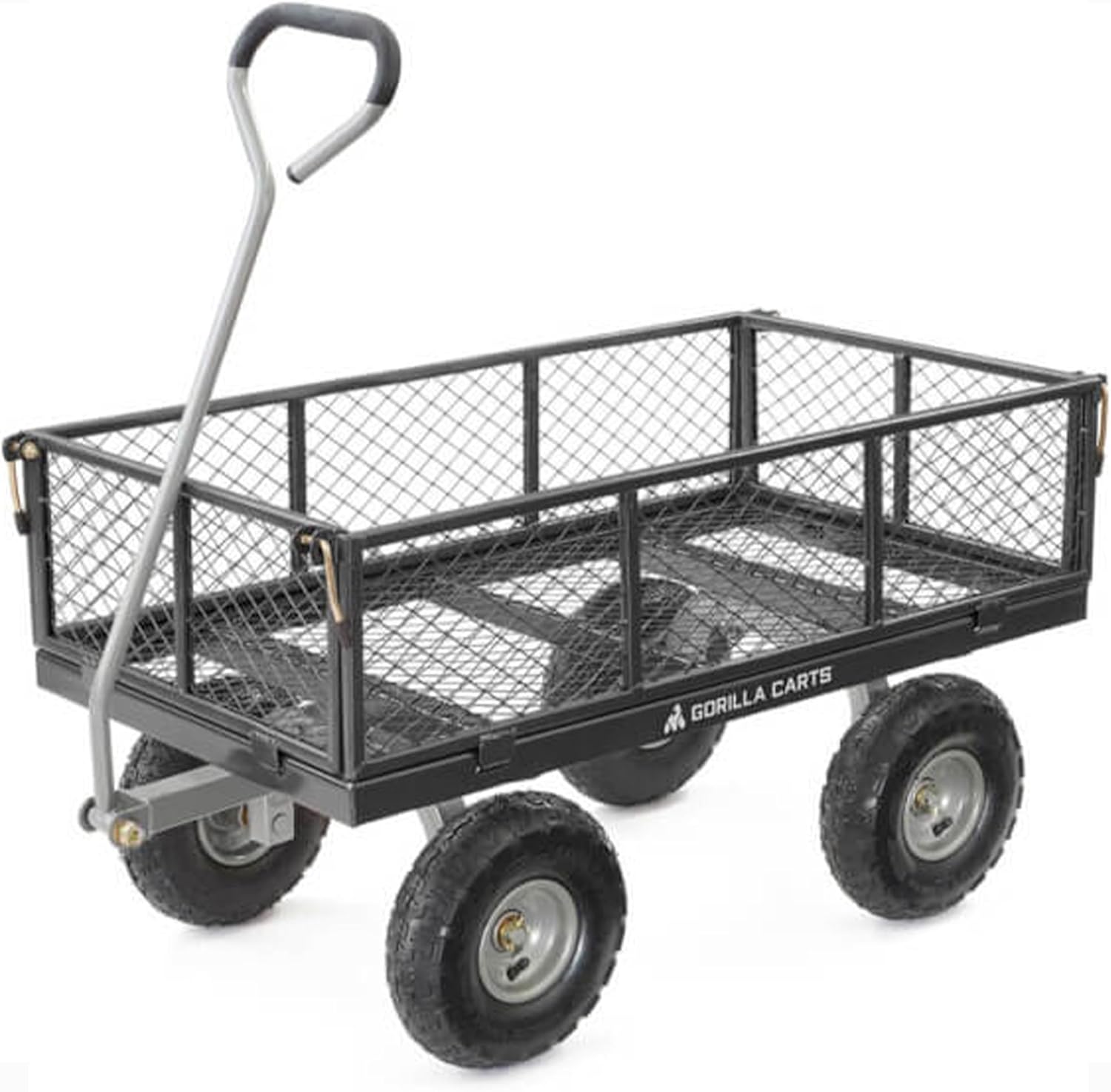Gorilla Cart Capacité de 362.9 kg Robuste en Maille d'acier Convertible à Plat pour Jardin extérieur Transport véhicule Utilitaire Wagon Wagon Wagon - Noir