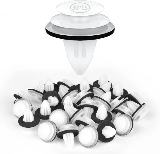 Clip de Fixation de Voiture, 30PCS Universal Retenue Vehicle Clips Rivets en Plastique, Fixation de Carrosserie Garniture de Voiture pour Auto Voitures Panneaux de Portes Blanc 30pcs