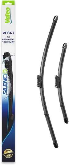 Silencio Essuie-glace - VF843 - Kit de Balais d'Essuie-glace 650 mm / 400 mm Plats d'Origine de Haute performance, Visibilité Supérieure sur la Route- Avant - Lot de 2 Balais - 577843