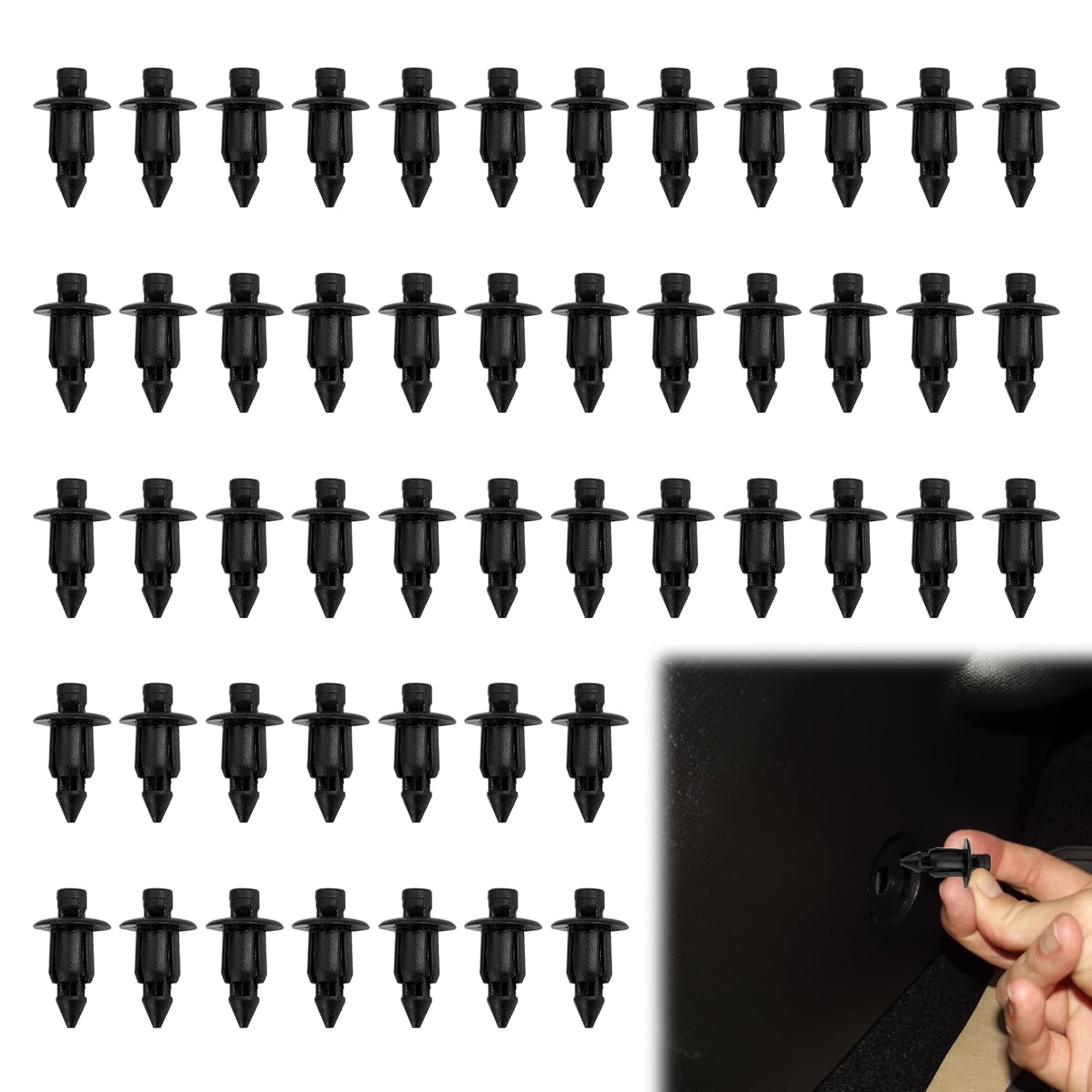 Rivet Plastique Voiture,50 Pièces Remplacement Rivet Plastique,Compatible Yamaha,Kawasaki,Suzuki,Largement Compatible,Noir