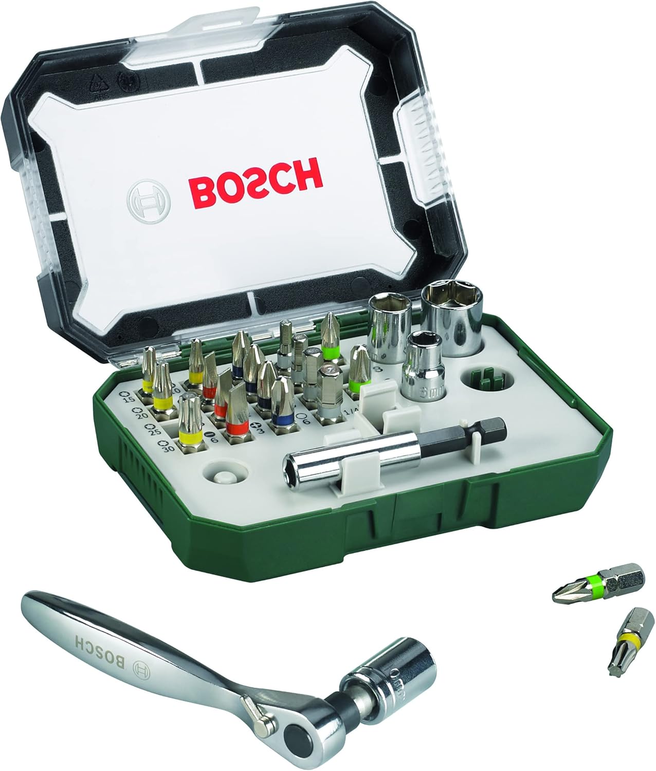 Accessories Bosch Jeu de 26 embouts de tournevis et cliquets (qualité extra dure, accessoires pour perceuse et tournevis) Unique