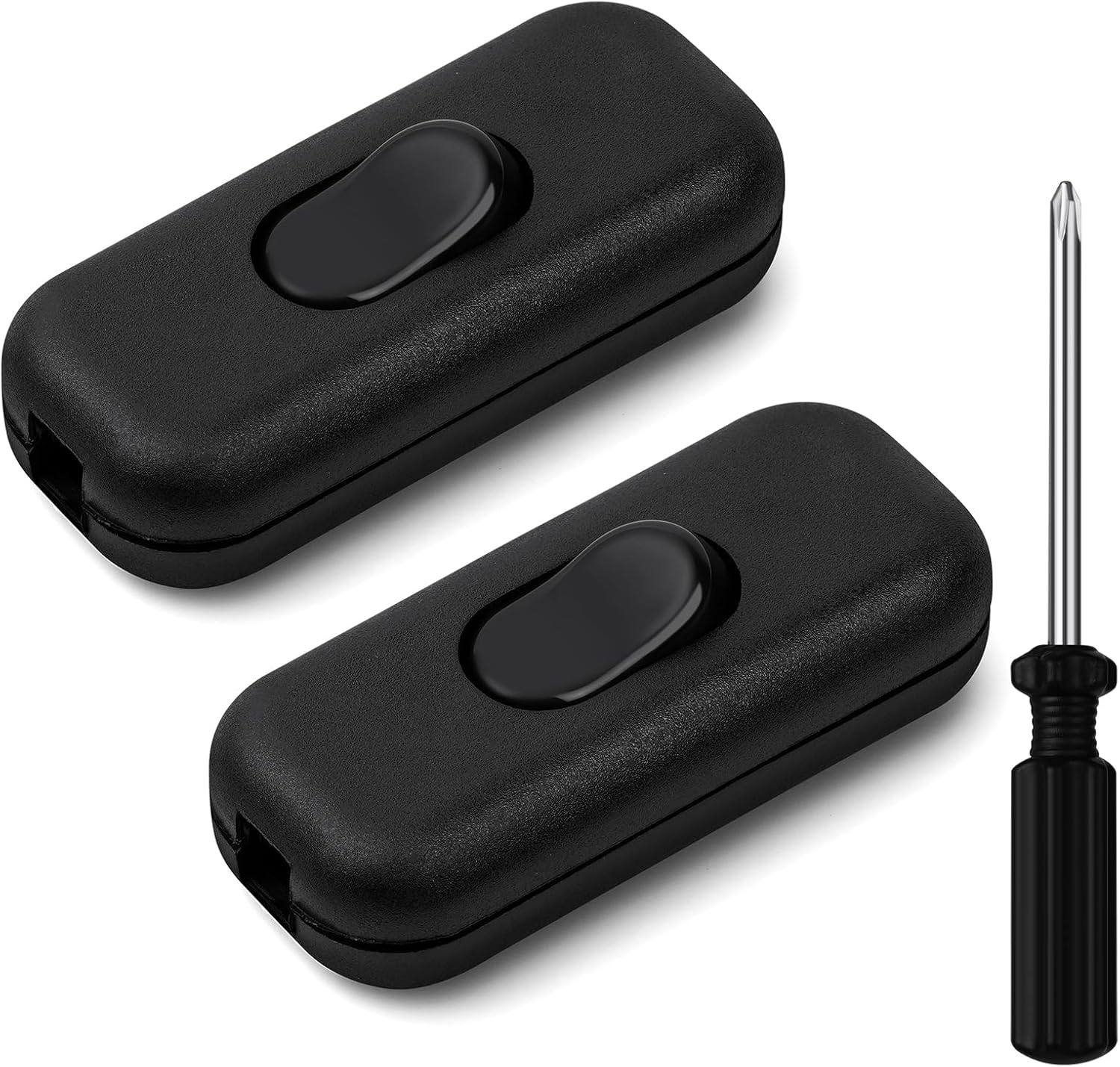 AXFEE Interrupteur Bipolaire, 2 Pièces 250 V Legrand Interrupteur, Remplacement du commutateur en ligne, accepte un fil rond ou plat à 1-3 conducteurs pour Lampe, Petit appareil ou lampe, Noir 2 Pièces Noir