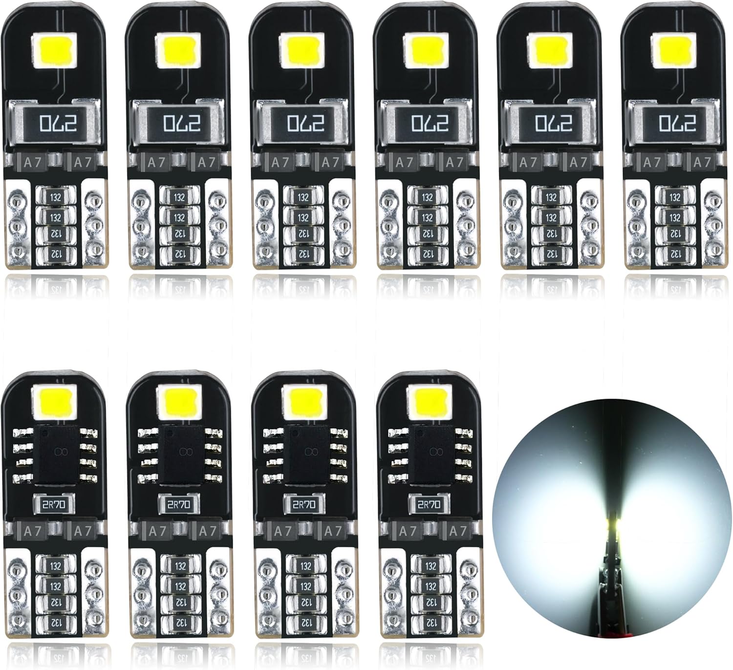Ampoules T10 LED CANBUS 12V Blanc Pas De Polarité Conçu W5W Wedge Intérieur De Voiture Lumière Dôme Feux De Plaque D'immatriculation