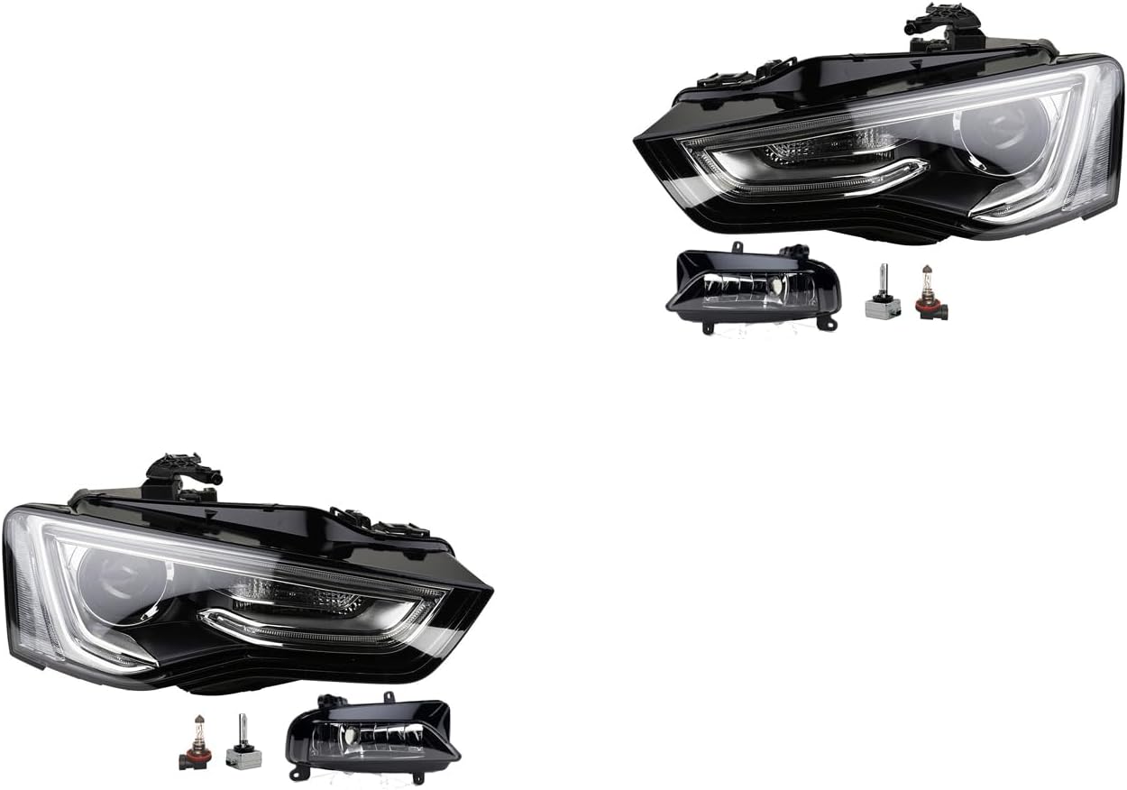Johns, Jeu de phares xénon gauche et droit compatible avec Audi A5 09/11-05/12 avec clignotant LWR TFL + phare antibrouillard + ampoule
