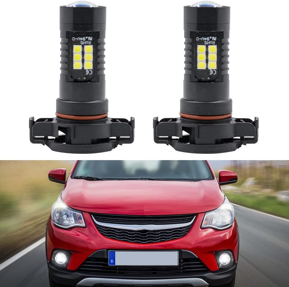 NSLUMO Ampoules antibrouillard LED pour Op.el/Vauxhall Antara Karl 2x Xenon Blanc PSX24W PSX24 2504 Pas de scintillement LED Lampes de conduite Phares de voiture Éclairage de stationnement