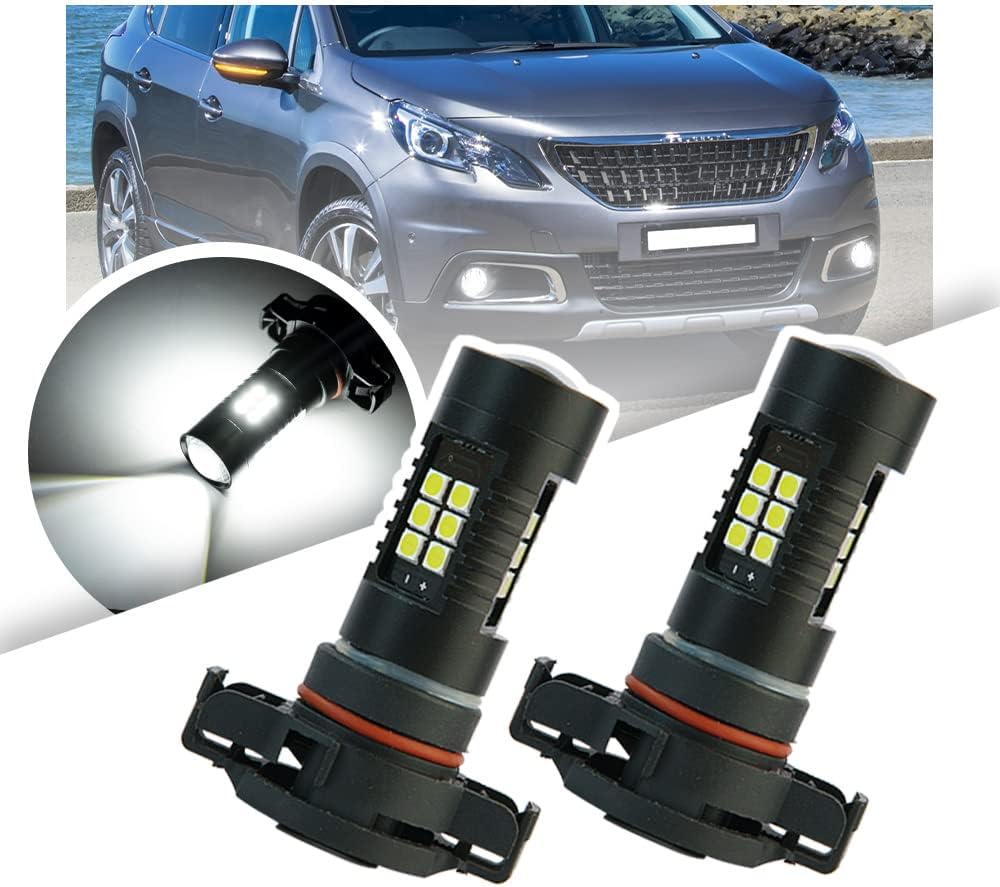 Nslumo Ampoules LED PSX24W Antibrouillard pour Peugeot 207 208 2008 3008, Citroën C3 C4 - Xénon Blanc Canbus