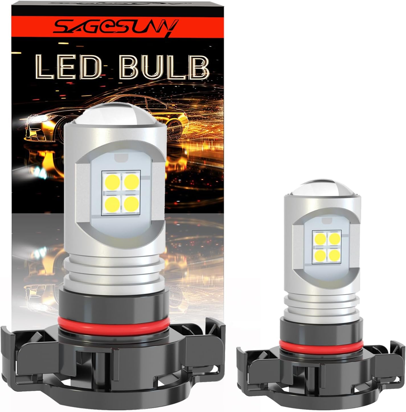 Ampoule LED antibrouillard PSX24W DC 10-30 V 6 000 K xénon blanc super brillante pour feux de jour de voiture DRL ou halogène (lot de 2)