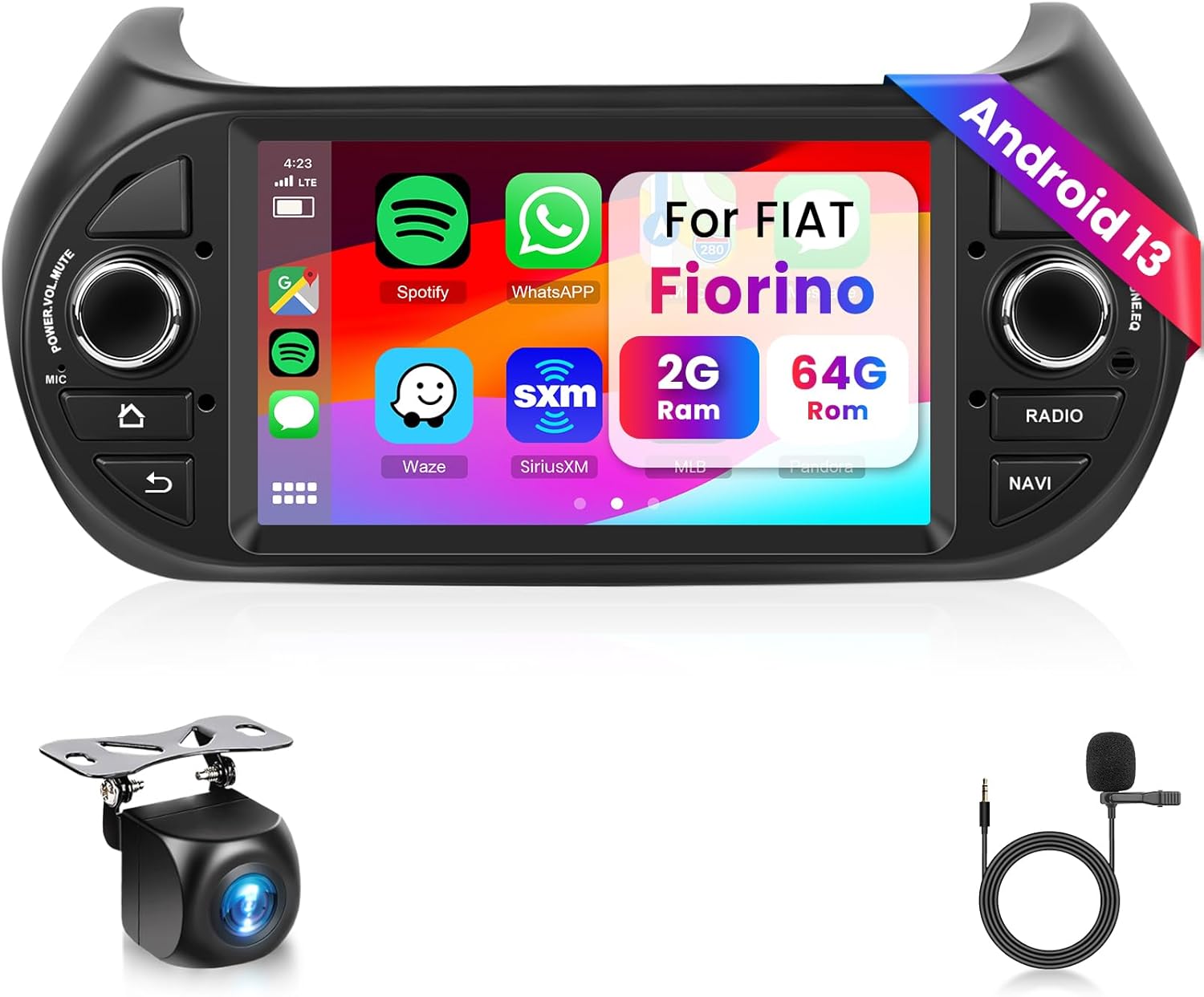 2GB+64GB Android Autoradio pour Fiat Fiorino/Qubo/Citroen Nemo/Peugeot Bipper avec Carplay Android Auto, Hodozzy 7 Pouces Écran Tactile Radio avec GPS WiFi Bluetooth DSP Radio FM/RDS avec Caméra