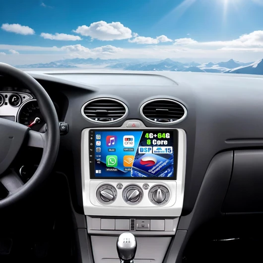 4G+64G/8 Cœurs Qualcomm Android 15 Autoradio pour Ford Focus MK2 Exi MT 2004-2011 avec CarPlay Android Auto sans Fil, 9“ Écran Tactile avec GPS WiFi Bluetooth FM/RDS DSP EQ SWC Caméra Arrière 4G+64G/Android 15/Qualcomm