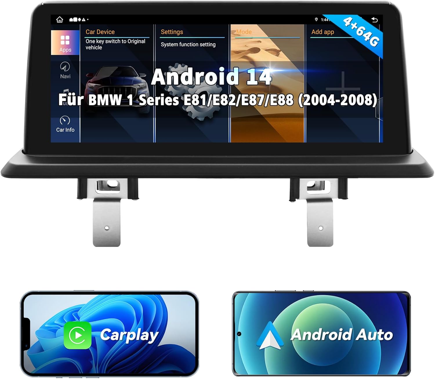 Autoradio Android 13 à écran Tactile 10,25 Pouces pour BMW Série 1 E81/E82/E87/E88 (2004-2008) avec système CCC, CarPlay/Android Auto sans Fil, pièces d'origine, Navigation GPS, Mirror Link, écran HD