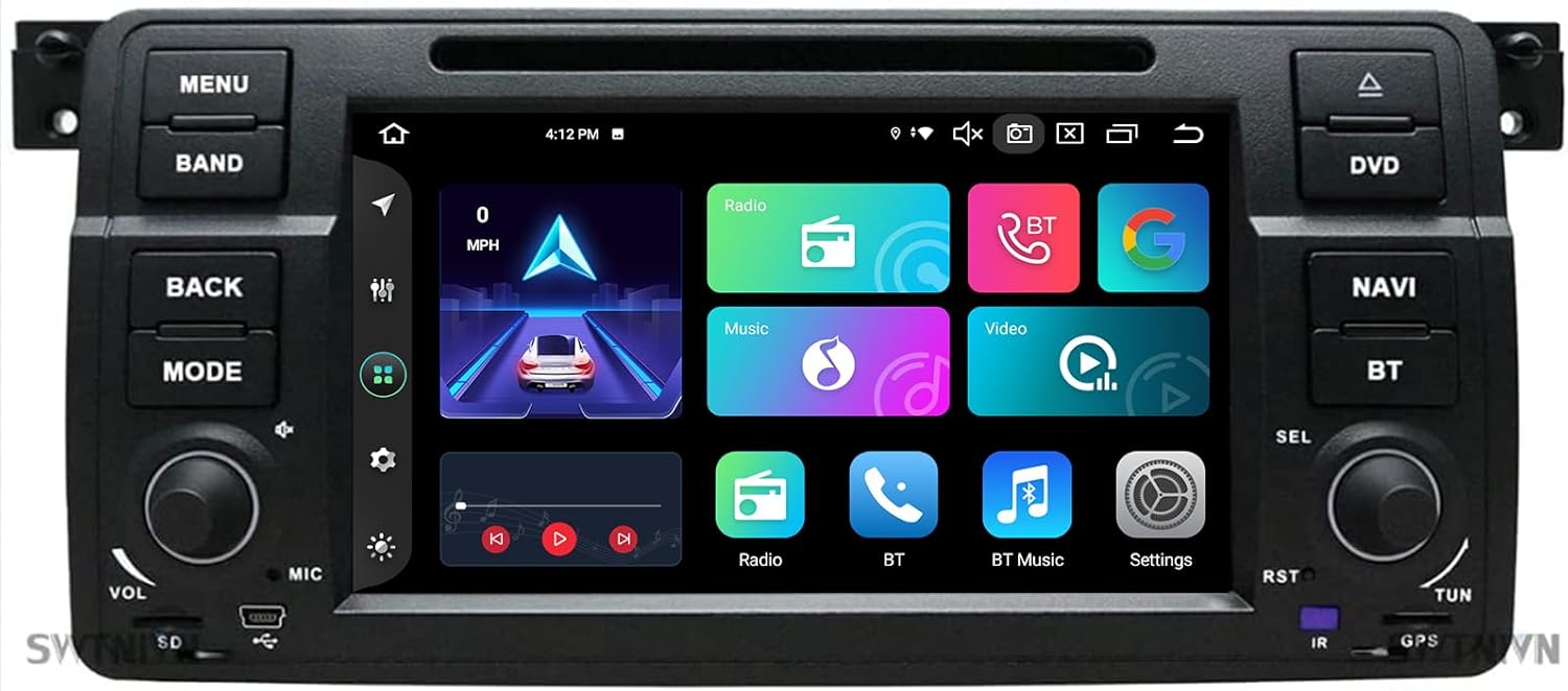Android 14 Autoradio pour BMW E46 M3 Rover 75 MG ZT 1999-2005 avec sans Fil carplay Android Auto, 7 Pouces 1280 * 720P IPS écran Tactile Navigation GPS avec BT 5.0 WiFi DSP DVD SWC 4G (4 + 64GB) 4+64GB