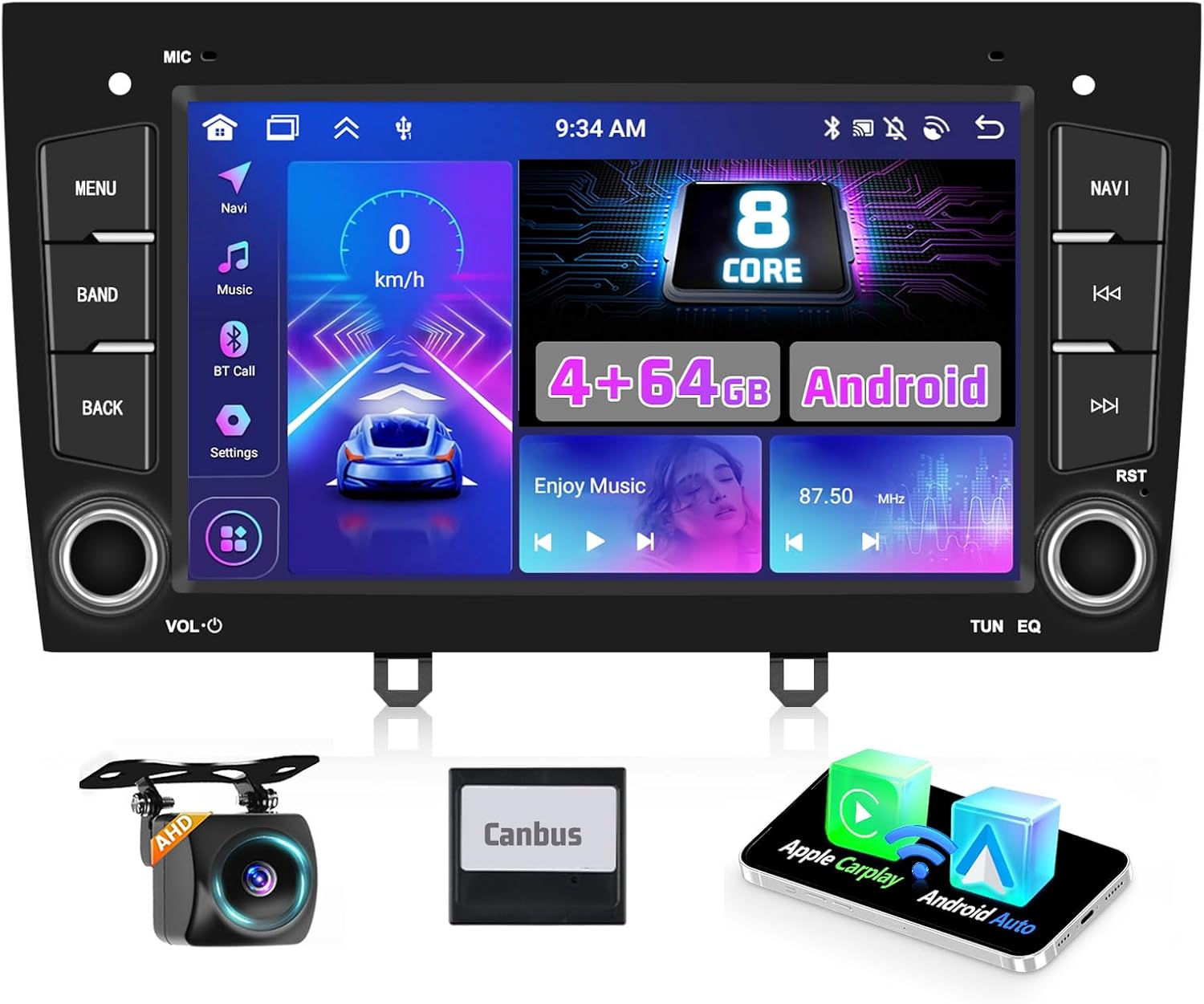 Fuluku Autoradio 8 cœurs 4+64G Android pour Peugeot 408 2010-2024 avec CarPaly Sans Fil & Android Auto & MirrorLink, Écran Tactile IPS 7 Pouces avec Bluetooth 5.0/GPS/Caméra de Recul/FM/Wi-Fi/SWC/32EQ