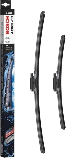 Aerotwin A116S - Jeu de 2 Balais d'essuie-glaces de Remplacement Avant - Livrés avec Adaptateur Pré-assemblé - 600mm / 400mm