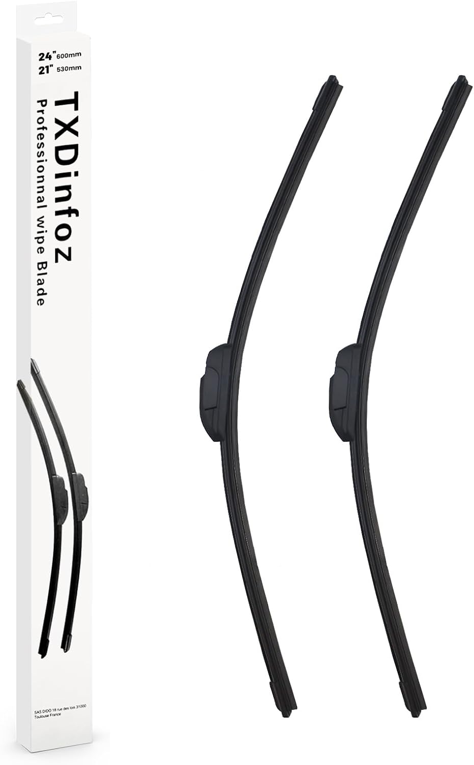 Kit de Balais d'Essuie-glace TXDinfoz Professionnel - Silence et Haute Performance - Lot de 2 (600mm/530mm) - Visibilité Supérieure - Compatible Avant - Origine Qualité